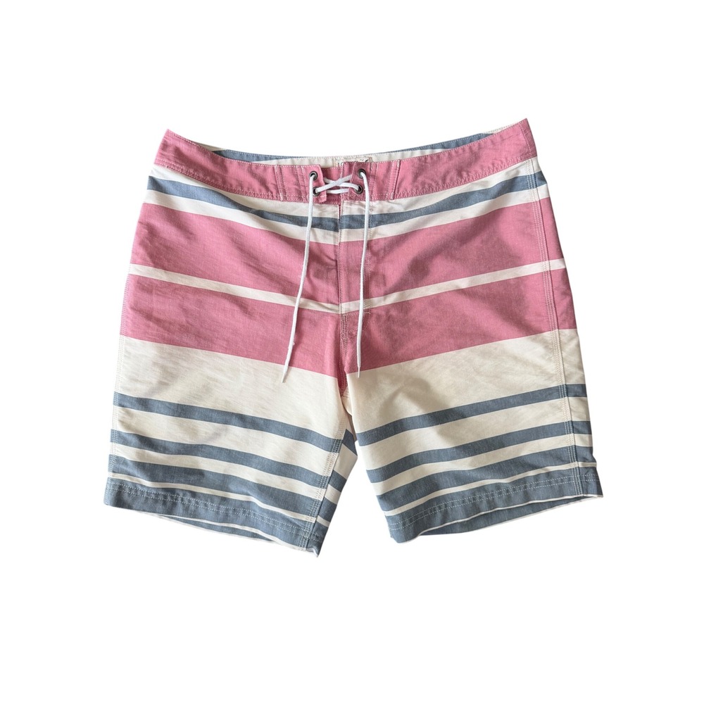 J. Crew Men's 34 Pink Blue Cream Stripe Board Shorts | SKU 1026